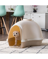 Iris Large Igloo Shaped Dog House, white/almond
