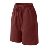 Men’s Linen Casual Classic Short Elastic Waist Summer Beach Lightweight Board Slim-Fit with Pockets Active Running Walk Short