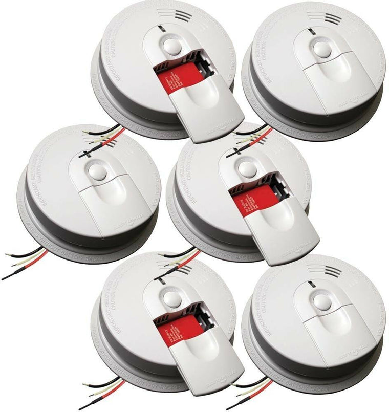 Firex Hardwire Smoke Detector 9V Battery Backup Front Load Battery Door (6-Pack)
