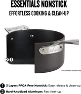 All-Clad H9112S64 Essentials Nonstick Hard Anodized 8.5 and 10.5-inch Fry Pans?? 2 Piece?? Grey