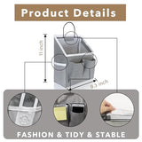 3pcs Small Wall Hanging Organizer Bag, Linen Fabric Door Hanging Storage Basket with Pockets, Waterproof Bin for Kitchen, Bedroom, Office, RV Camper (White)