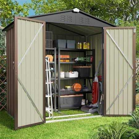 Lofka 6 x 4 FT Outdoor Shed for Storage Metal Garden Shed with Double Lockable Doors