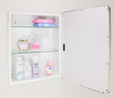 16×20 Austin Farmhouse Metal Framed Rounded Rectangle Recessed Bathroom Medicine Cabinet, Beveled Mirror, 14×18 in-Wall Opening, powder-coated Steel, Glass Shelves, Magnet Close, Brushed Nickel