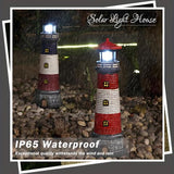 Garden Outdoor Statues, Waterproof Lighthouse Lights Lawn Decor; Automatic Rotating Solar Lights for Yard, Patio, Ground, Tabletop Decoration; Unique Housewarming Gifts – Red