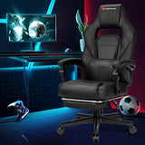 Goplus Massage Gaming Chair, Reclining Backrest, Seat Height Adjustment Racing Computer Office Chair with Footrest, Ergonomic High Back PU Swivel Game Chair (White)