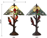 River of Goods 24 Cardinal Triple-Lit Stained Glass Table Lamp