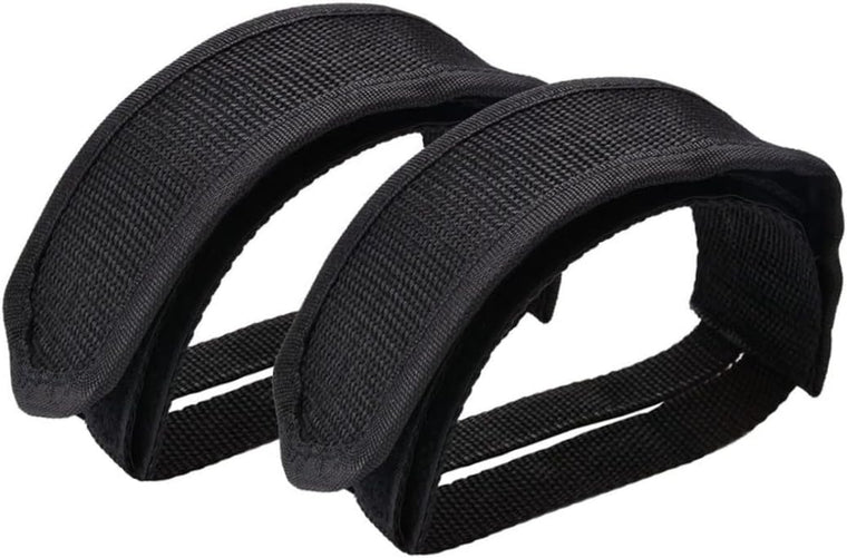 Bike Pedals with Straps, 2Pcs Pedal Straps Cycling Kids Bike Foot Pedal Straps Toe Clips Straps Tape for Fixed Gear Bike Black