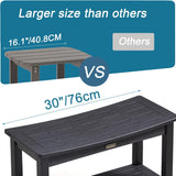 HDPS Shower Bench Seat, Poly Lumber Bathroom Stool for Inside Shower Waterproof, Foot Rest Stool for Shaving Legs with Adjustable Feet, Plastic Spa Bath Chair Seat for Bathroom, Non-Slip, Brown
