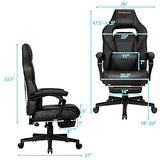 Goplus Massage Gaming Chair, Reclining Backrest, Seat Height Adjustment Racing Computer Office Chair with Footrest, Ergonomic High Back PU Swivel Game Chair (White)