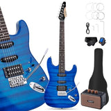 Leo Jaymz 39 Full Size ST Style Electric Guitar Starter Kit with SSH Pickup, 5W Portable Amp, Tuner, Gig Bag, Strap & Accessories (Violet Ocean)