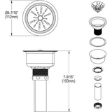 Elkay LK99 Deluxe 3.5×22 Drain Type 304 Stainless Steel Rubber STRAINER Basket (2 Pack)