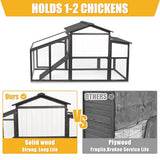 Chicken Coop and Run, Two Story Rabbit Hutch Indoor Outdoor, Wooden Hen House with Nesting Box Rabbit Cage, Ramp, Deep No Leak Pull Out Tray, for Chick, Bunny(Black)