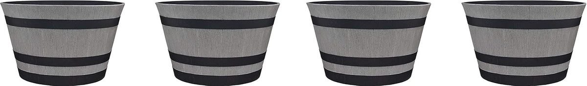 Southern Patio 15.5 Resin Whiskey Barrel Planter, Birchwood Grey (Pack of 4)