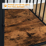 HOOBRO Dog Crate Furniture, Wooden Dog House, Decorative Dog Kennel with Drawer, Indoor Pet Crate End Table for Small Dog, Steel-Tube Puppy Cage, Chew-Proof, Greige BG01GW03