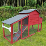 Chicken Coop and Run, Two Story Rabbit Hutch Indoor Outdoor, Wooden Hen House with Nesting Box Rabbit Cage, Ramp, Deep No Leak Pull Out Tray, for Chick, Bunny(Black)