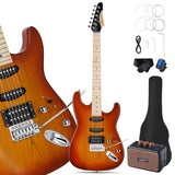 Leo Jaymz 39 Full Size ST Style Electric Guitar Starter Kit with SSH Pickup, 5W Portable Amp, Tuner, Gig Bag, Strap & Accessories (Violet Ocean)