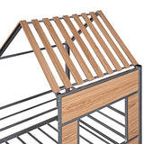 Harper & Bright Designs Kids House Beds Low Loft Bed Frame with Roof, Window, Guardrail and Ladder, Metal Twin Size Loft Bed for Kids Teens Girls Boys (Twin, White)